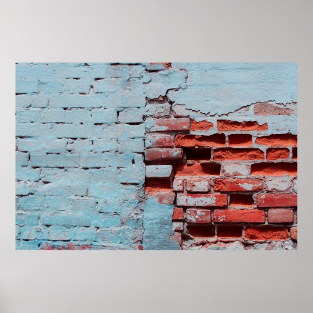 Affiche Vieux mur de brique grungy avec défauts naturels.  (Devant)