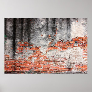 Affiche Vieux mur de briques rouges rugueux du vieux templ