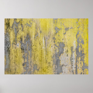 Affiche Vieux mur en béton gris avec peinture jaune écaill