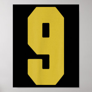 Affiche Vieux Noir Numéro 9 Joueur Jersey Uniforme #9