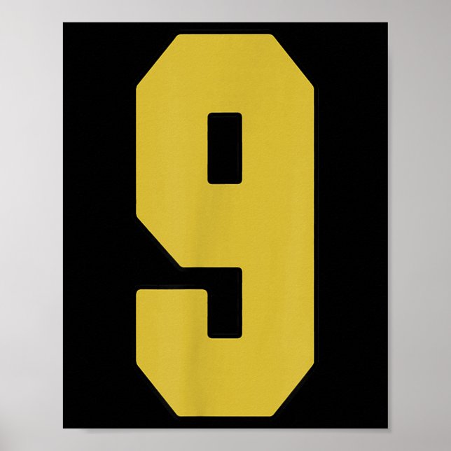 Affiche Vieux Noir Numéro 9 Joueur Jersey Uniforme #9 (Devant)