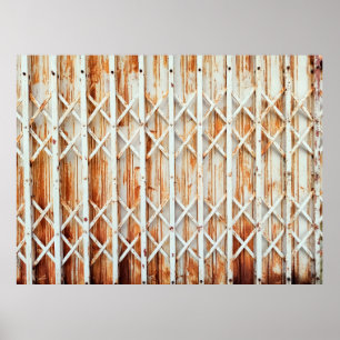 Affiche Vieux panneaux de portes en fer sont rouillés. abs