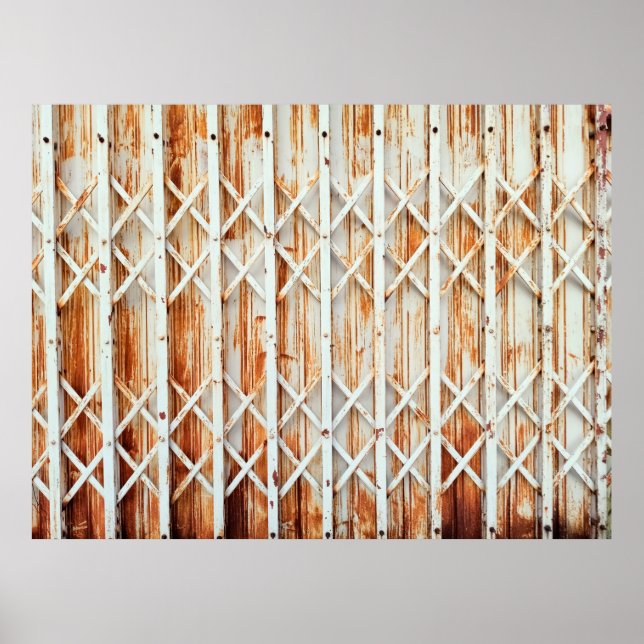 Affiche Vieux panneaux de portes en fer sont rouillés. abs (Devant)