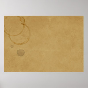 Affiche Vieux papier vintage tache de café