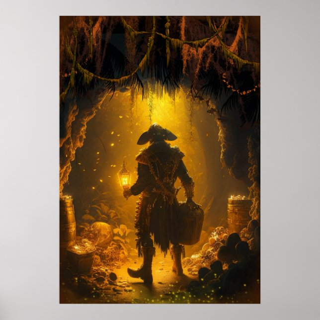 Affiche Vieux Pirates des Caraïbes Capitaine dans son Den (Devant)