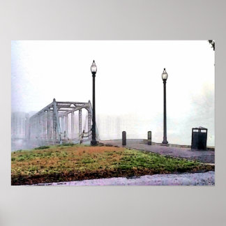 Affiche Vieux pont dans le brouillard