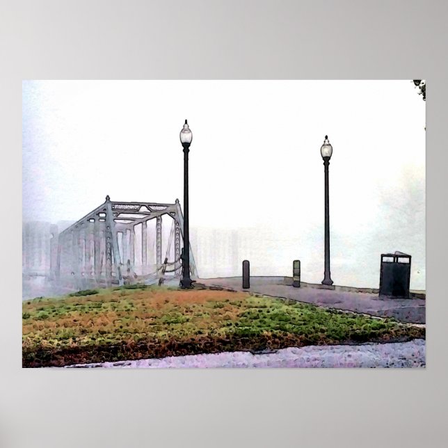 Affiche Vieux pont dans le brouillard (Devant)