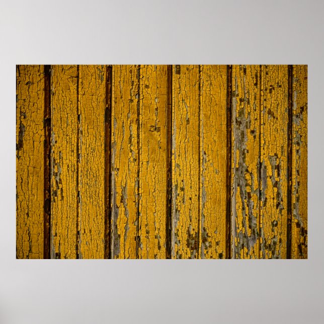 Affiche Vieux portail ou clôture jaune avec peinture diffé (Devant)