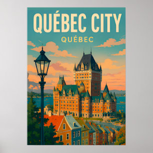Affiche Vieux-Québec Canada Ville Château Voyage 