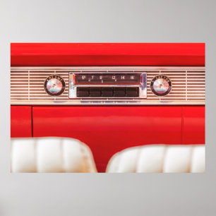 Affiche Vieux radio de voiture à l'intérieur d'une voiture