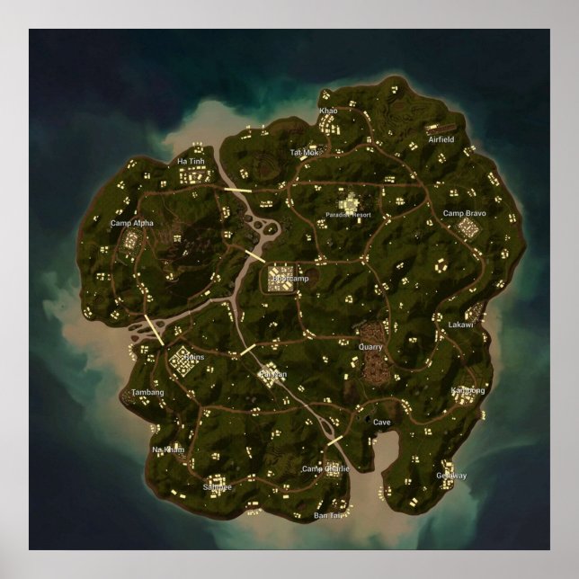 Affiche Vieux Sanhok de PUBG 8 192 x 8 192 (Devant)