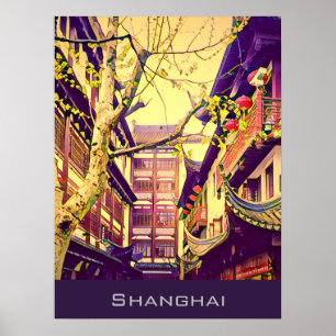 Affiche Vieux Shanghai voyage millésime Yu Yuan Garden