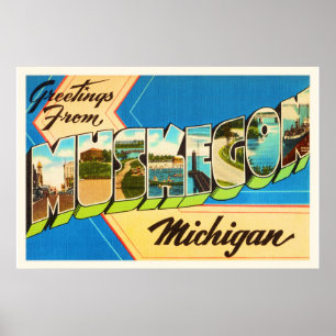Affiche Vieux souvenir de Vintage voyage de Muskegon