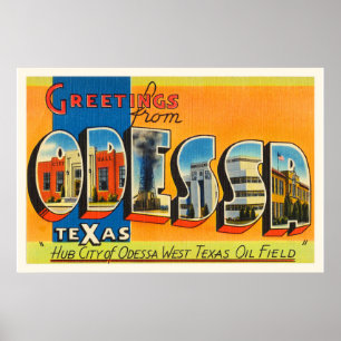Affiche Vieux souvenir de Vintage voyage d'Odessa le Texas
