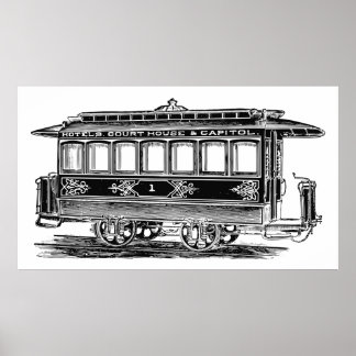 Affiche Vieux tramway | Streetcar | Voiture de remorque |