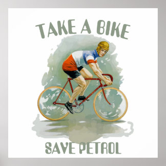 Affiche Vieux vélo, économiser l'essence, ajouter le texte