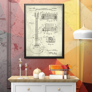 Affiche Vieux vert Brevet de guitare