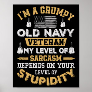 Affiche Vieux Vétéran Grincheux Patriotique Drôle Vétéran