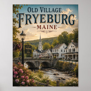 Affiche Vieux Village Fryeburg Maine Vintage Rue Principal