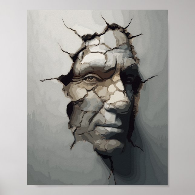 Affiche Vieux Visage De La Personne Profondant De L'Ancien (Devant)