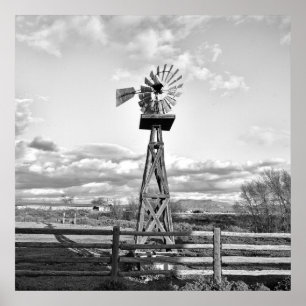 Affiche Vieux Windmill Farm Ranch Paysage Photographie
