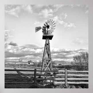 Affiche Vieux Windmill Farm Ranch Paysage Photographie