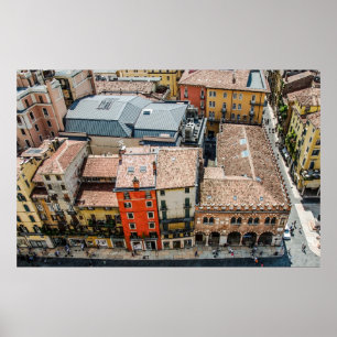Affiche View from above of colorful facades of buildings