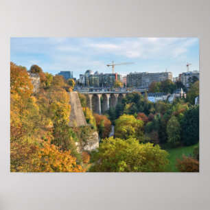 Affiche View of Luxembourg city in a calm autumn evening