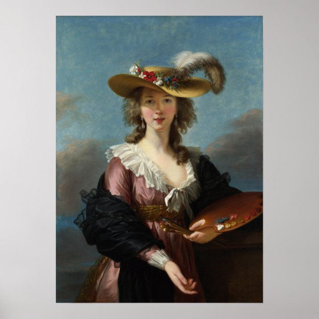 Affiche Vigée Le Brun - Autoportrait au chapeau de paille (Devant)