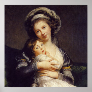 Affiche Vigée Le Brun - Autoportrait au Turban et Enfant
