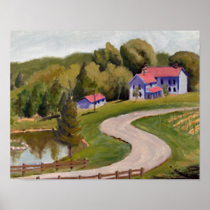 Affiche Vignoble de Chandler Hill, peinture à l'huile pays