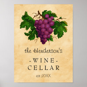 Affiche Vignoble vintage   de raisins de cave personnalis