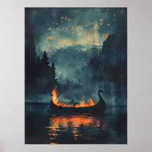 Affiche Viking Burship Norse Samhain Halloween