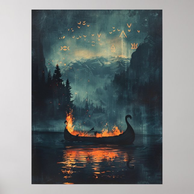Affiche Viking Burship Norse Samhain Halloween (Devant)