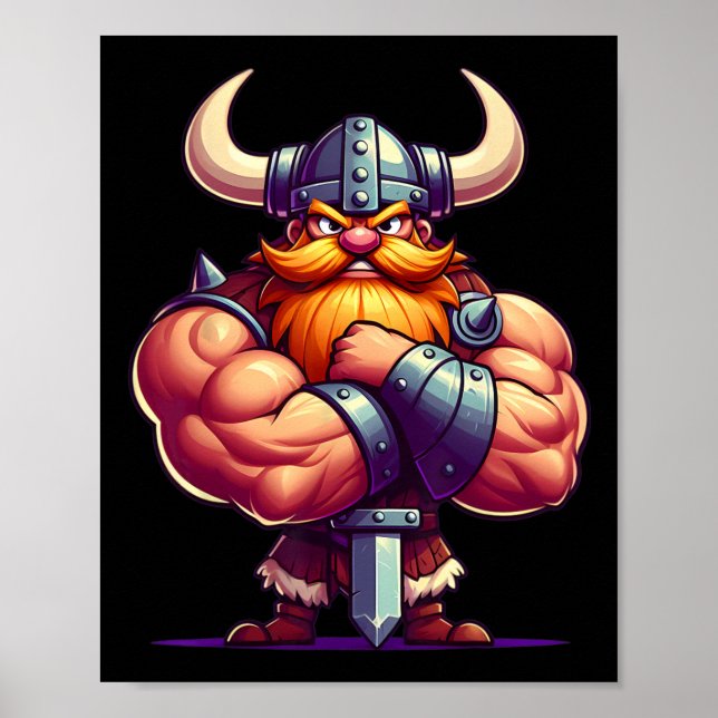 Affiche Viking Flexing Muscles Van Lover Bodybuilding Gym (Devant)