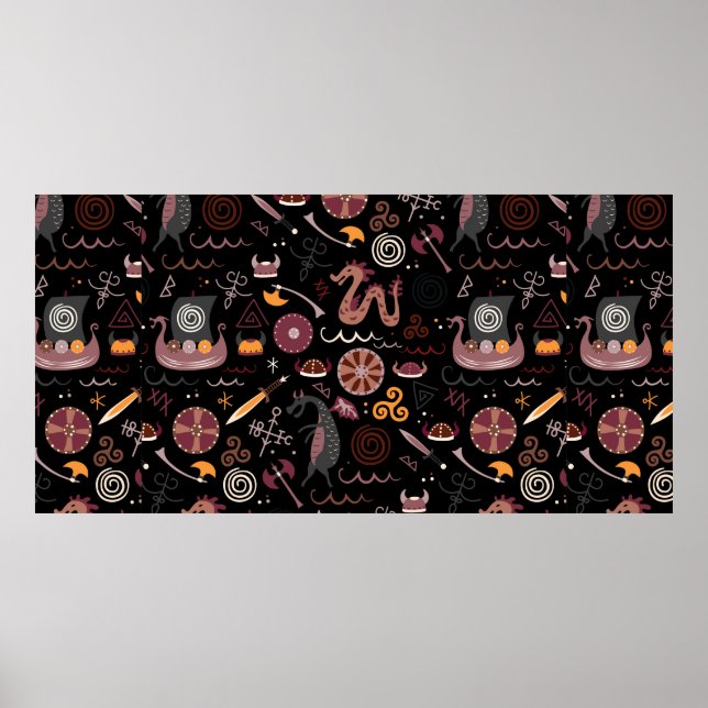 Affiche Viking motif design graphique transparent (Devant)