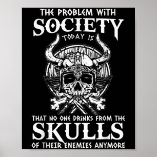 Affiche Viking Nordic Valhalla Odin Funny Problème de soci