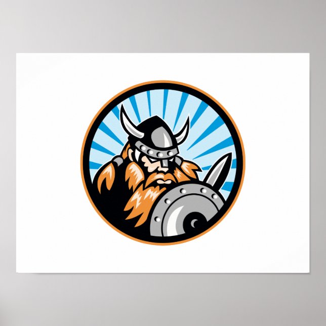 Affiche Viking Raider Barbarian Warrior Retro (Devant)