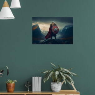 Affiche Viking scandinave en mailles de fer regardant le f