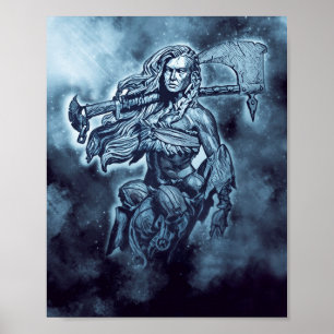 Affiche VIKING Shieldmaiden Fierce Female Warrior Art