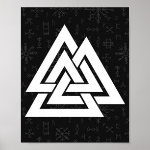 Affiche Viking symbole de Valknut with Celtic Runes - Valk