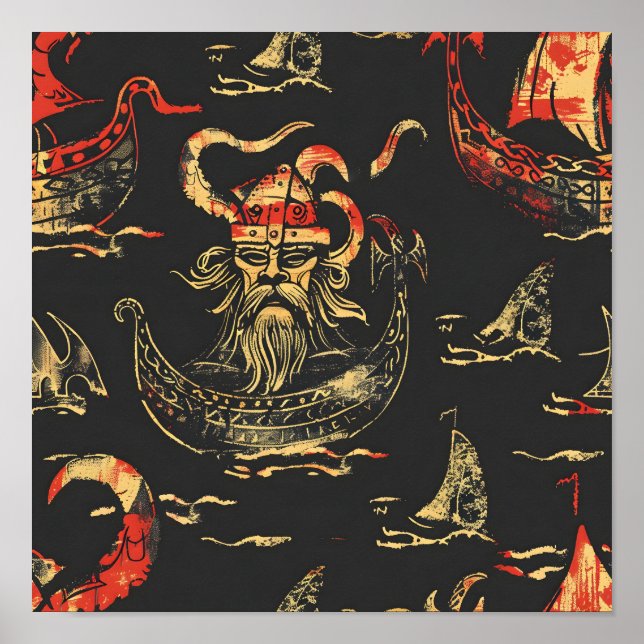 Affiche Viking Theme Ocean Scene (Devant)
