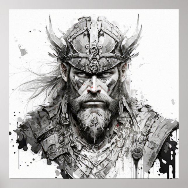 Affiche Viking Warrior Portrait Peinture Historique Tough (Devant)