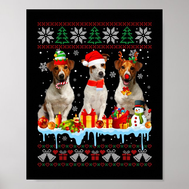 Affiche Vilain Noël Jack Russell Terrier Chien Père Noël N (Devant)