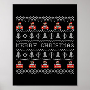 Affiche Vilain Noël Rouge Chapeau Français Chien de taurea