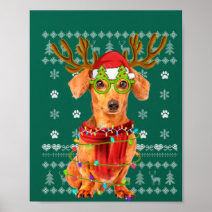 Affiche Vilaine lumière de Noël Dachshund Chien Chien Chie