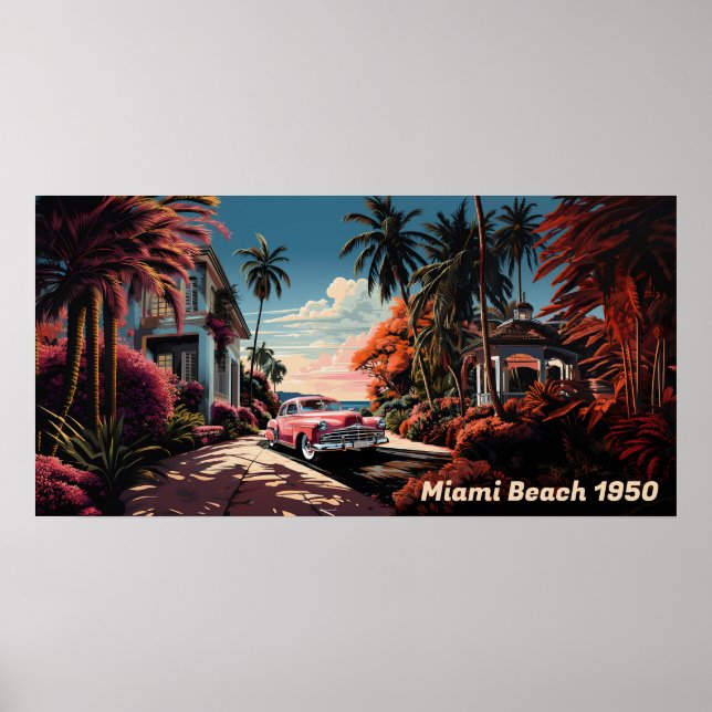 Affiche Villa jardin Miami Beach années 1950 (Devant)