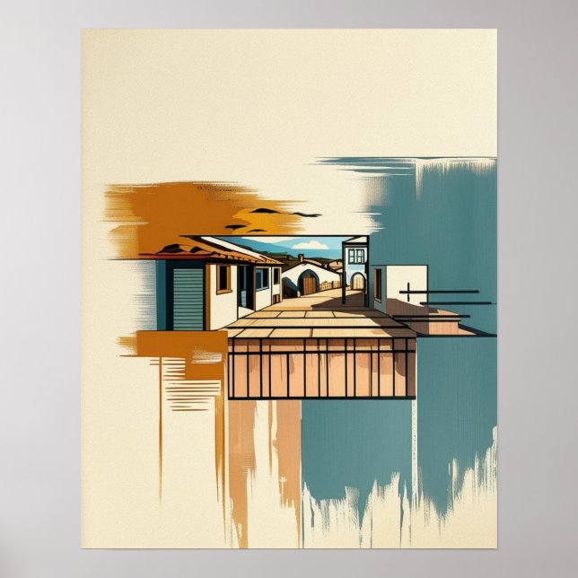 Affiche Villa méditerranéenne Vintage (Devant)