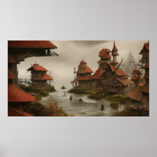 Affiche Village Abstrait trop près de l'océan