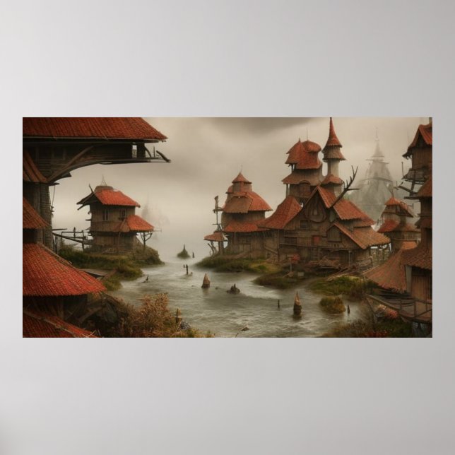 Affiche Village Abstrait trop près de l'océan (Devant)